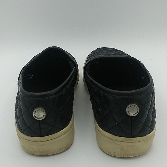 Steve Madden Black Quilted Upper Round Toe Platform Heel Slip On Loafer Sneaker - Picture 5 of 15